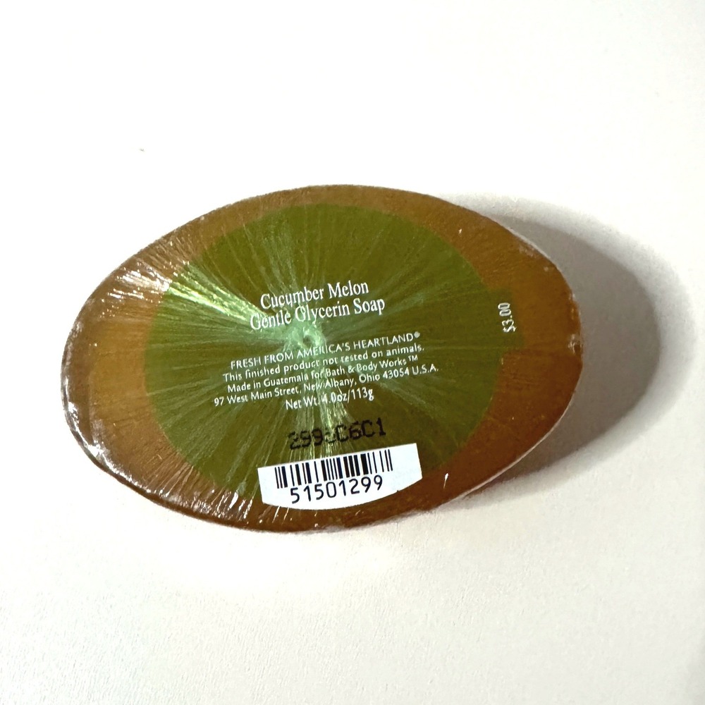 Vintage 90's Bath Body Works Cucumber Melon Gentle Glycerin‎ Soap Bar 4oz New